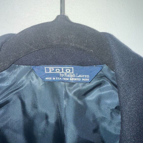 Vintage Polo By Ralph Lauren Made In USA Two Button Wool Blazer - Navy - Picture 3 of 7
